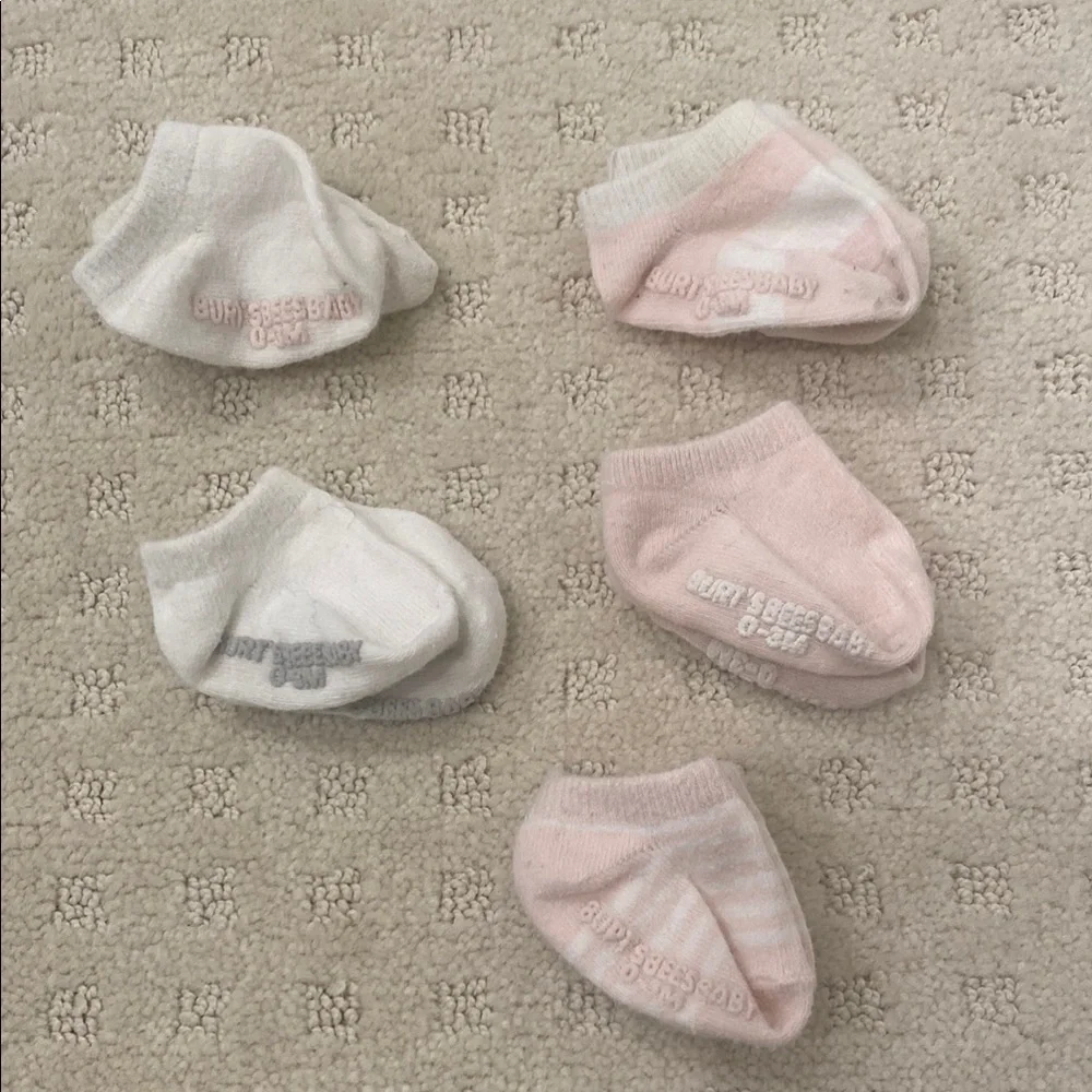 Baby Socks Set - White and Pink Burt’s Bees